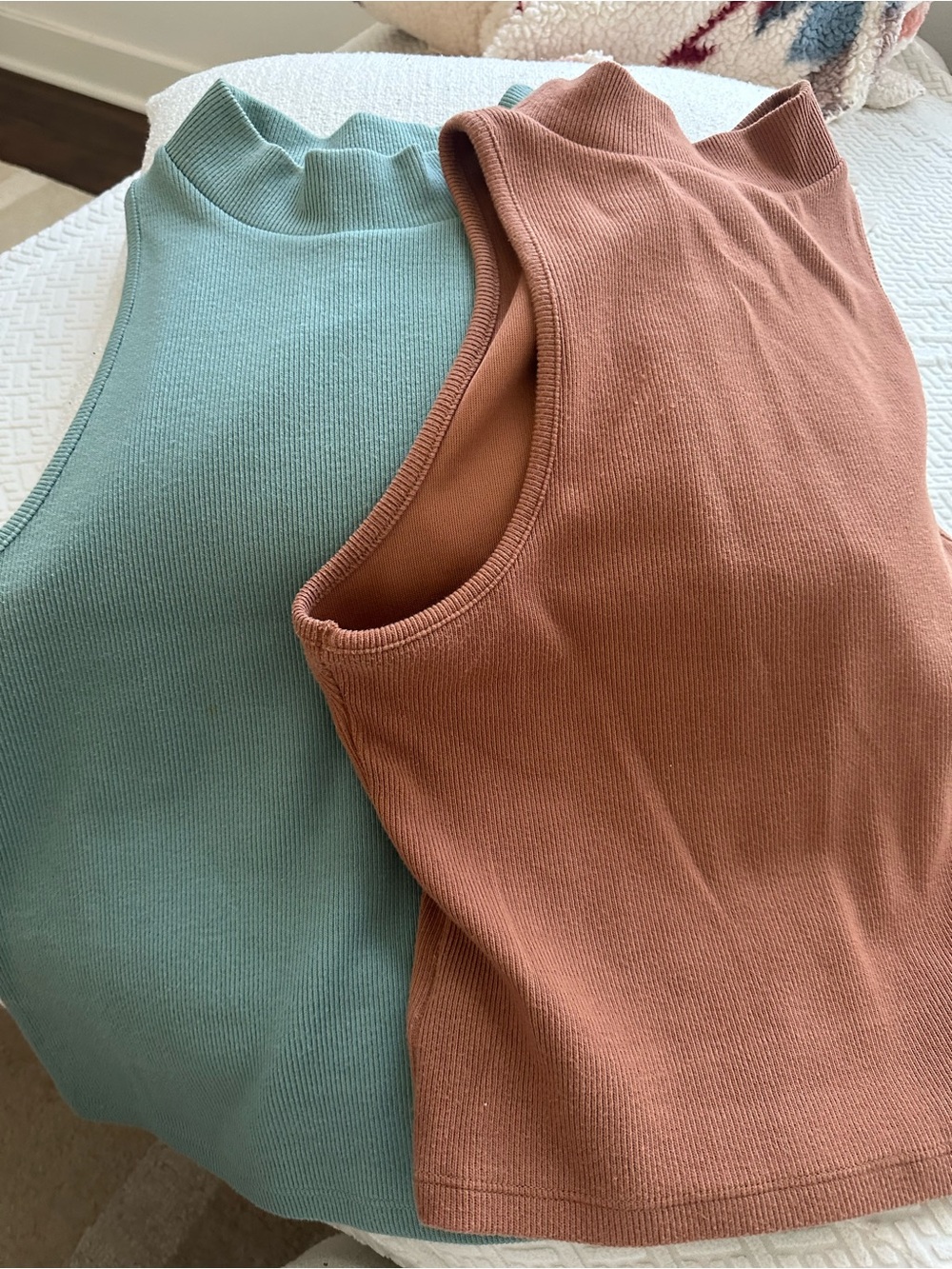 a new day Ribbed Mock Neck Tank - Mint Green & Terracotta bundle